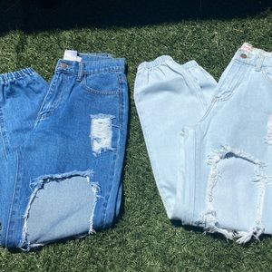 BUNDLE High Waist Ripped Jeans